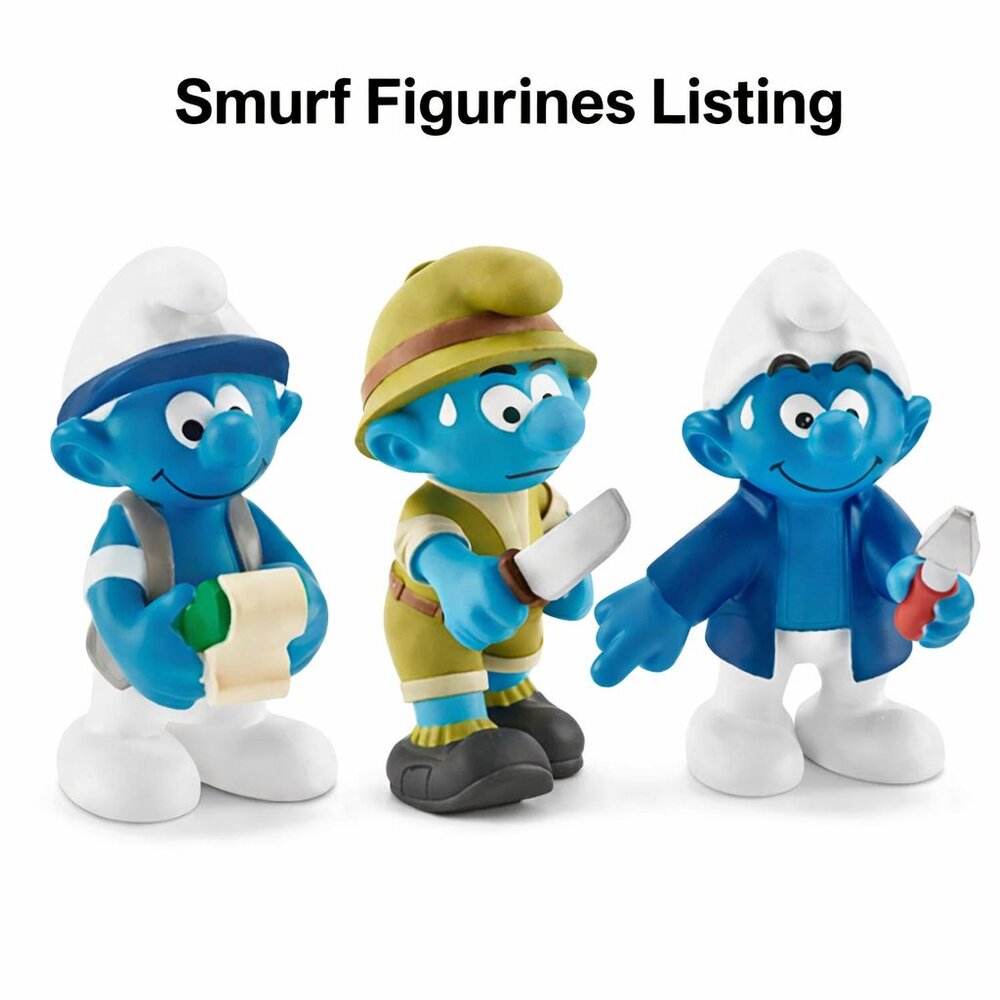 Vintage Authentic Schleich Smurf Set of 3 Smurfs (B) New w/Tag